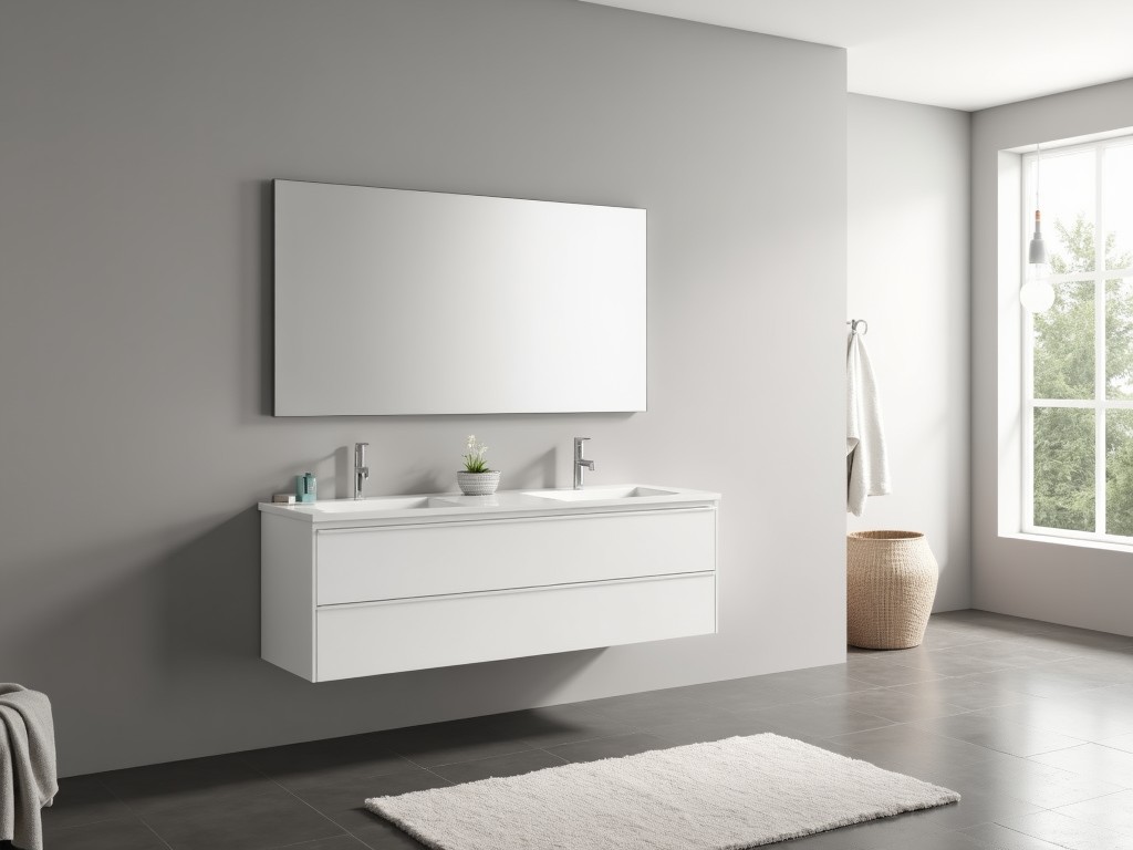 B2B White Gloss Wall Hung Bathroom Cabinet