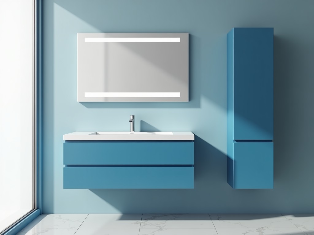 Blue Freestanding Bathroom Cabinet