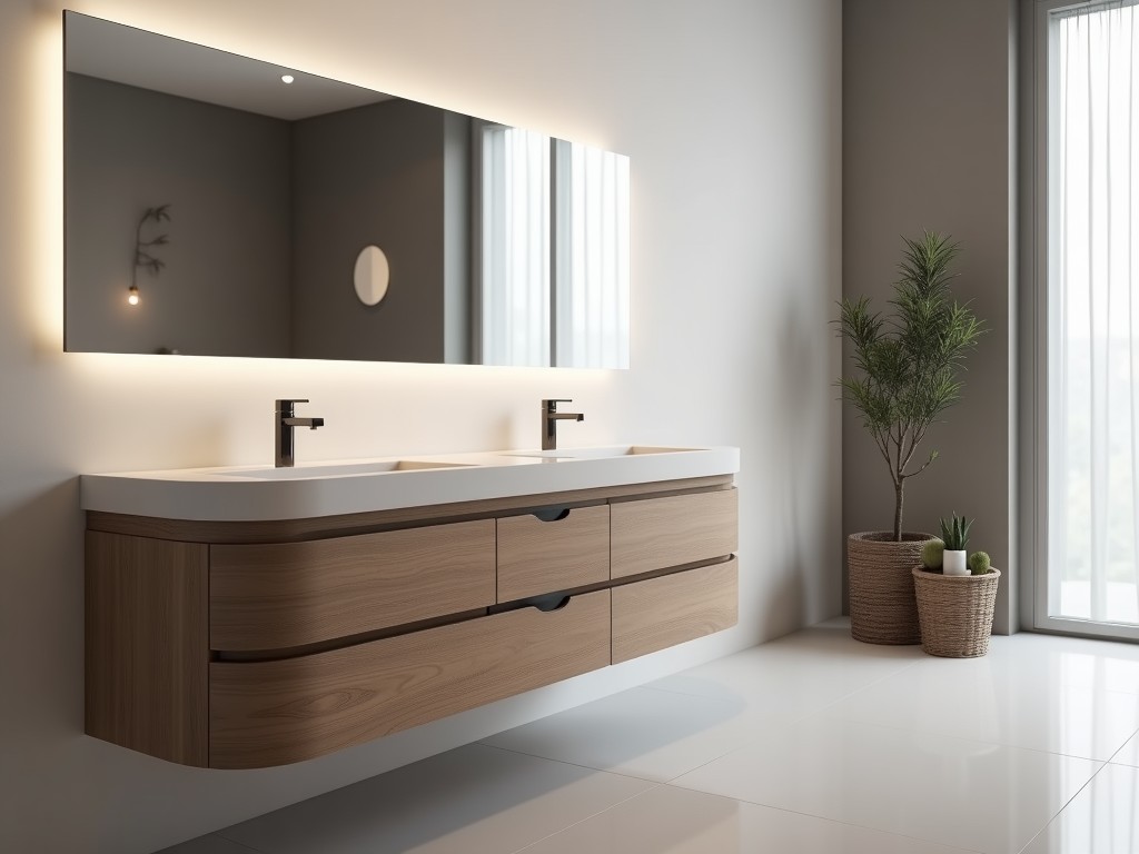 Curved Wall Hung Bathroom Vanity Units