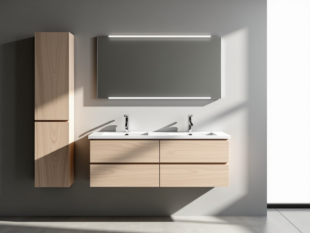 Custom Factory Bathroom Vanity With Tall Side Cabinet