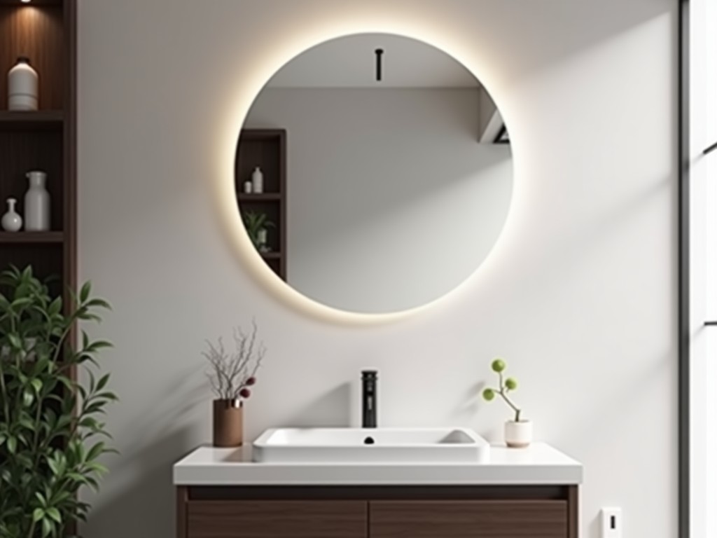 Custom Factory Circular Bathroom Mirror Cabinet