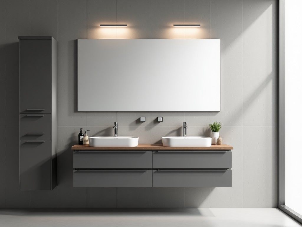 Custom Factory Grey Bathroom Mirror Cabinet