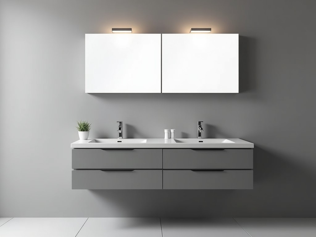 Custom Factory Grey Wall Hung Bathroom Vanity Unit