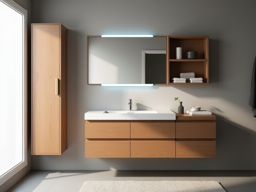 Direct Factory Natural Wood Bathroom Cabinet