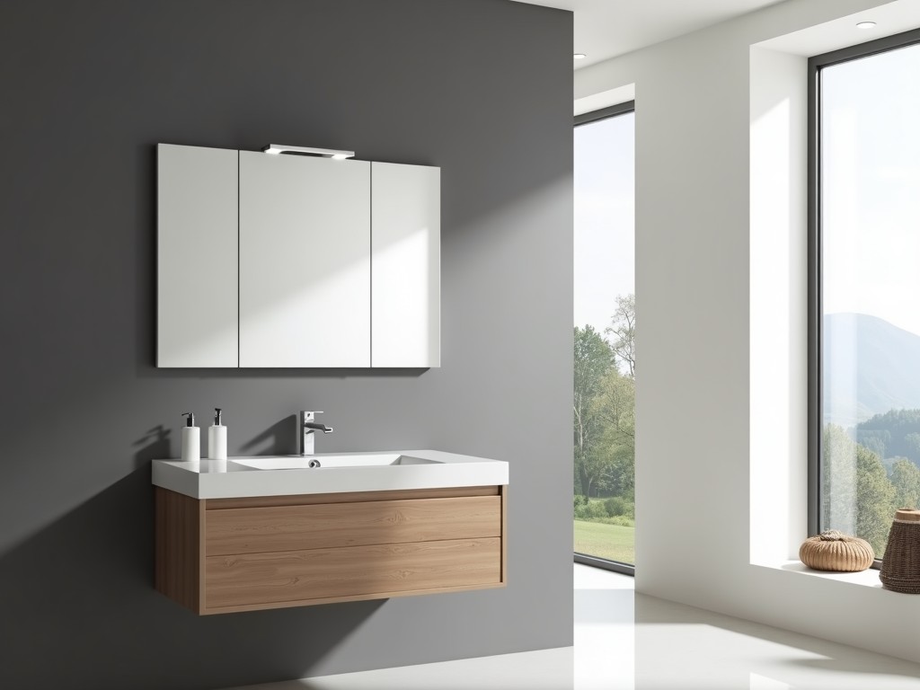 Sliding Mirror Wall Mounted Bathroom Cabinet