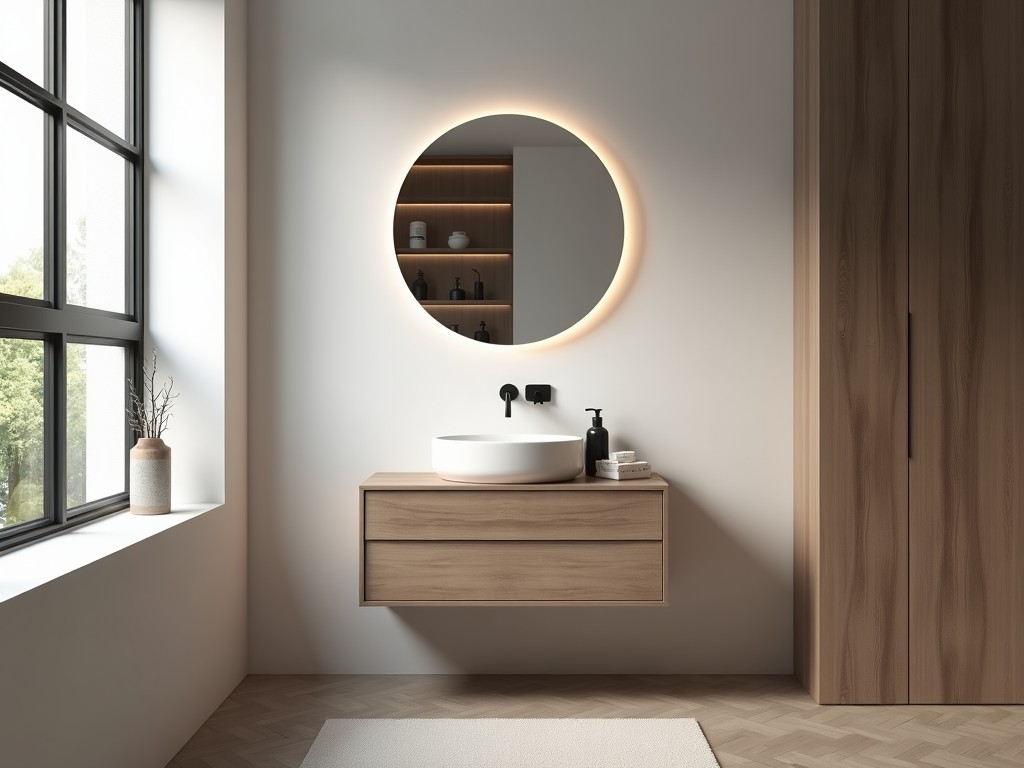 Wall Hung Wash Basin Cabinet For Small Bathroom