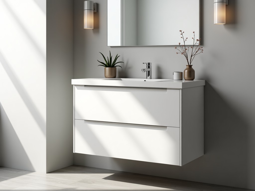 White Freestanding Wood Bathroom Cabinet Vanity